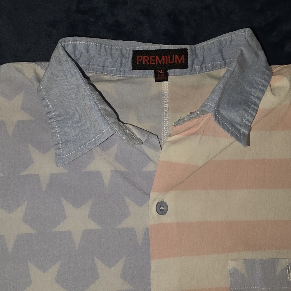 Premium American Flag Button Down Collared Shirt Mens Size XL  X-Large